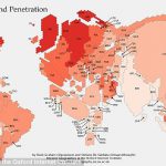 世界ネット人口地図が公開される。最大のネット人口を誇る国は中国