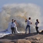 台風のおかげでいい記念写真が撮れた